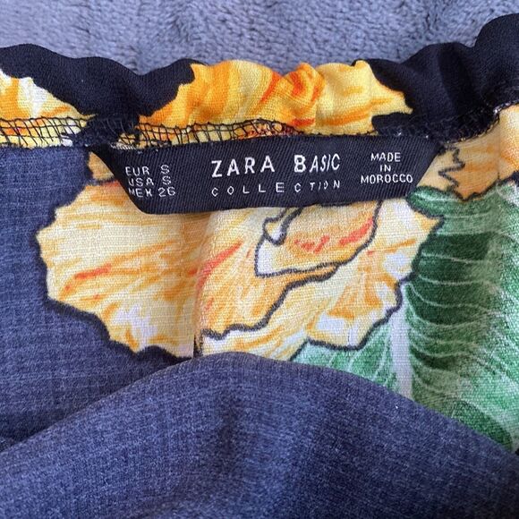 Zara Basic Collection Floral Crop Top Size Small - Picture 7 of 9